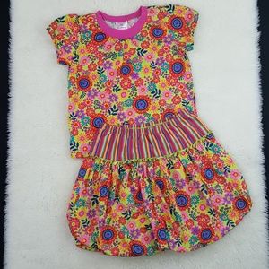 Hanna Andersson Floral And Stripe 2-Piece Outfit